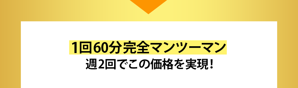 1回60分完全マンツーマン週2回でこの価格を実現！