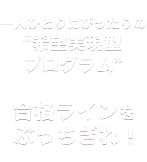 一人ひとりにぴったりの希望実現型プログラムで合格ラインをぶっちぎれ！